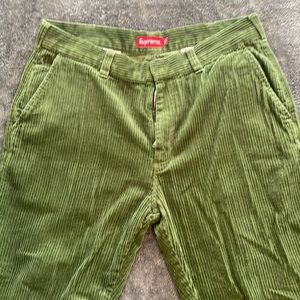 Supreme- Corduroy Pants- Zipper- Green -Size 36